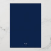 Minimale kleefperiode blauw afstuderen in folie uitnodiging (Achterkant)