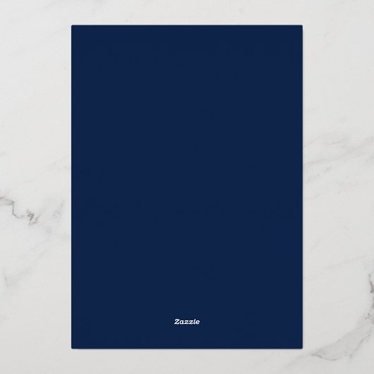 Minimale kleefperiode blauw afstuderen in folie uitnodiging (Achterkant)