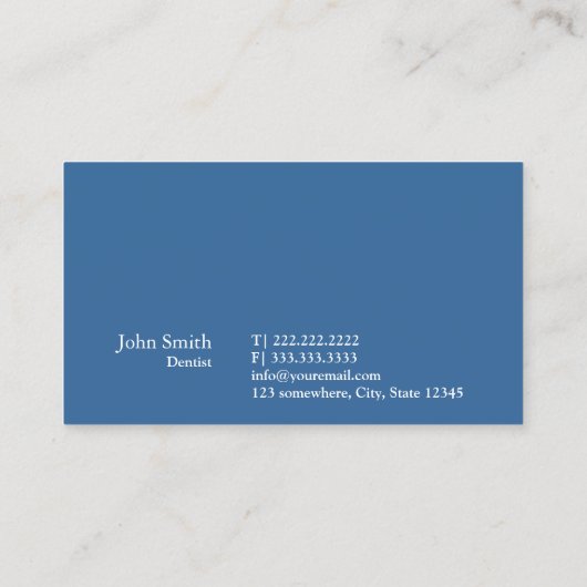 Minimale kleincellige blauwe tandheelkundige zorg visitekaartje (Achterkant)