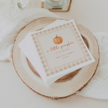 Minimale "Kleine Pompoen" Herfst Baby Shower Gingh