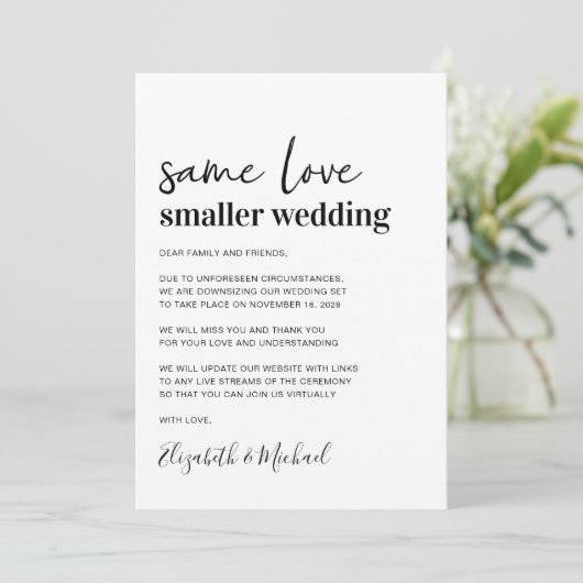Minimale kleinere bruiloft aankondiging (Staand voorkant)