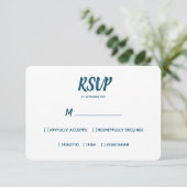 Minimale Kleur Blauw Bruiloft RSVP Maaltijd Keuze (Staand voorkant)