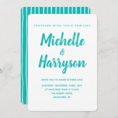 Minimale Kleur Blauw Bruiloft Uitnodiging (Voorkant / Achterkant)