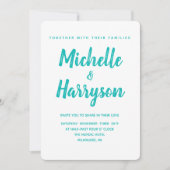 Minimale Kleur Blauw Bruiloft Uitnodiging (Voorkant)