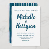 Minimale kleur | Blauw | Huwelijksuitnodiging Kaart (Voorkant / Achterkant)