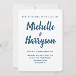 Minimale kleur | Blauw | Huwelijksuitnodiging Kaart