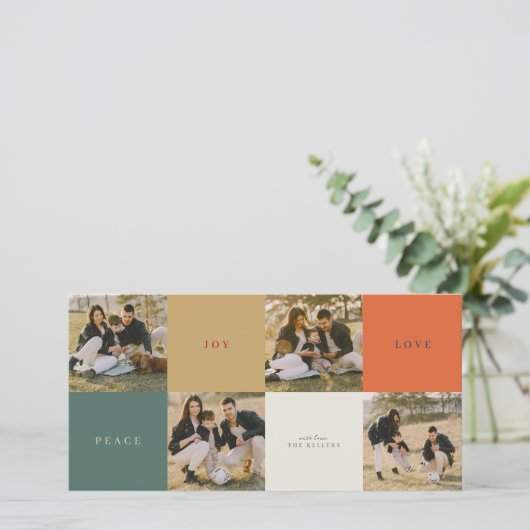 Minimale kleur blokkeert vier foto vlakke vakantie feestdagenkaart (Staand voorkant)