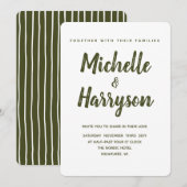 Minimale kleur | Donkergroen | Huwelijksuitnodigin Kaart (Voorkant / Achterkant)