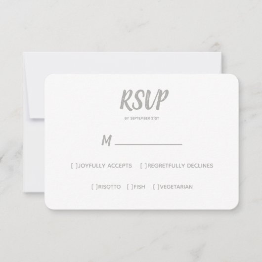 Minimale kleur grijs | Bruiloft RSVP Maaltijd Keuz (Voorkant)