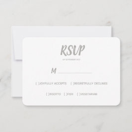 Minimale kleur grijs | Bruiloft RSVP Maaltijd Keuz