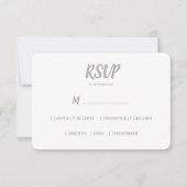 Minimale kleur grijs | Bruiloft RSVP Maaltijd Keuz Kaartje (Voorkant)