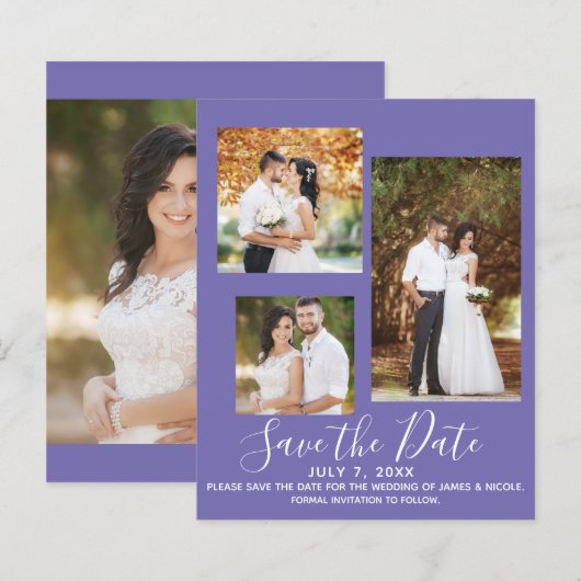 Minimale Kleur Moderne Trouwfoto Save the Date (Voorkant / Achterkant)