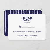 Minimale kleur Navy Blue | Bruiloft RSVP Maaltijd  (Voorkant / Achterkant)