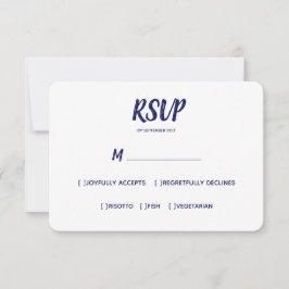 Minimale kleur Navy Blue | Bruiloft RSVP Maaltijd 