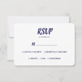 Minimale kleur Navy Blue | Bruiloft RSVP Maaltijd  Kaartje (Voorkant)
