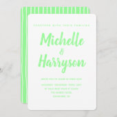 Minimale kleur | Neon Green | Uitnodiging tot wedd (Voorkant / Achterkant)