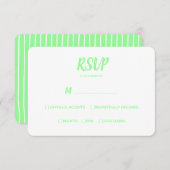 Minimale kleur Neon Groene Bruiloft RSVP Maaltijdk (Voorkant / Achterkant)