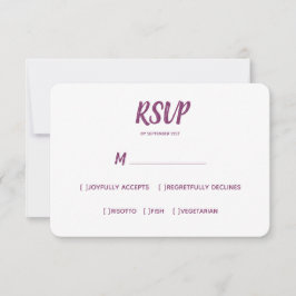 Minimale kleur Paarse | Wedding RSVP Maaltijdkeuze Kaartje