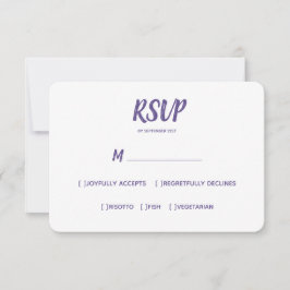 Minimale Kleur Ultraviolet Bruiloft RSVP Maaltijd  Kaartje