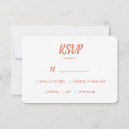 Minimale kleur zalm | Bruiloft RSVP Maaltijd Keuze