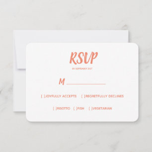 Minimale kleur zalm   Bruiloft RSVP Maaltijd Keuze Kaartje