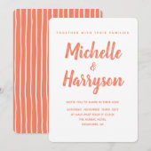 Minimale kleur | Zalm | Huwelijksuitnodiging Kaart (Voorkant / Achterkant)