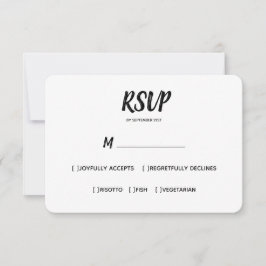 Minimale kleur | Zwart | Bruiloft RSVP Maaltijd Ke