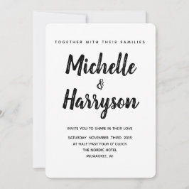 Minimale kleur | Zwart | Huwelijksuitnodiging Kaart