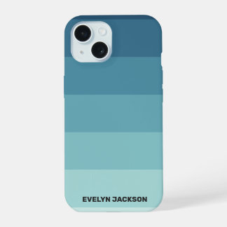 Minimale Kleurblok Cyaan Blauw Teal Monogram iPhone 15 Case