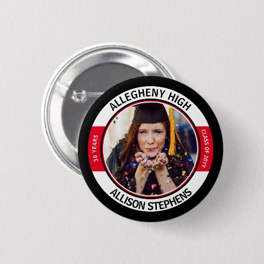 Minimale kleurenreünie: zwart-wit ronde button 5,7 cm (Voorkant /achterkant)