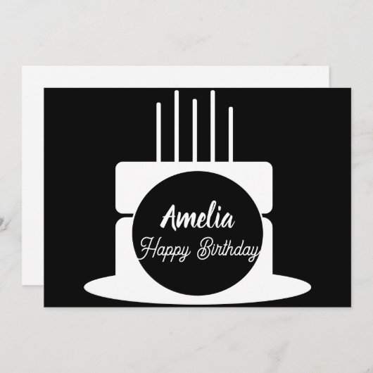 Minimale kleuring van de Birthday Cake Party Feestdagenkaart (Voorkant / Achterkant)