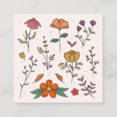 Minimale Kleurrijke Bloemen Vrouwelijk Schoon Vierkante Visitekaartje (Voorkant)