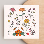 Minimale Kleurrijke Bloemen Vrouwelijk Schoon Vierkante Visitekaartje