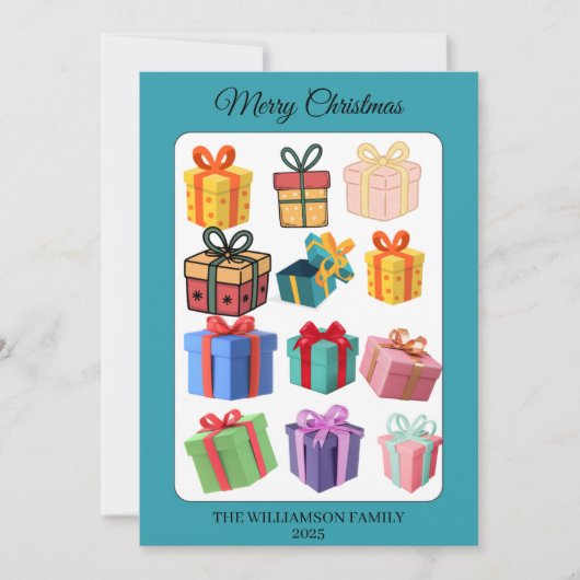 Minimale Kleurrijke Cadeaus Kerstkaart (Voorkant)