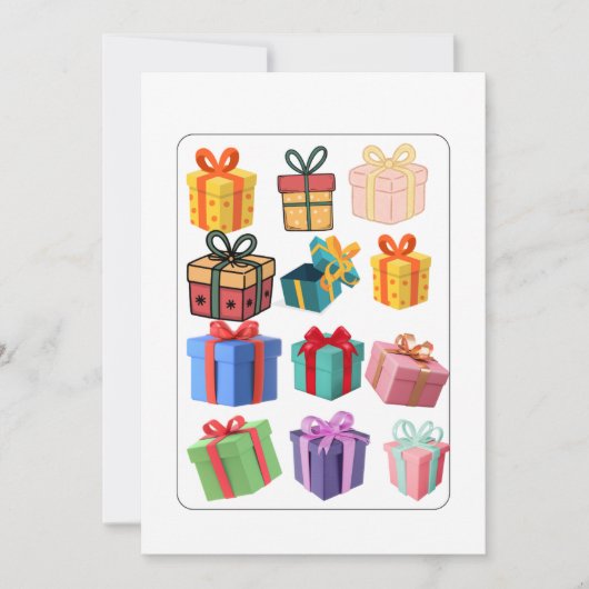 Minimale Kleurrijke Cadeaus Kerstkaart (Voorkant)