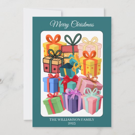 Minimale Kleurrijke Cadeaus Kerstkaart (Voorkant)