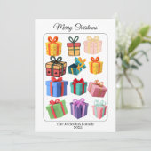 Minimale Kleurrijke Cadeaus Kerstkaart (Staand voorkant)