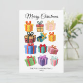 Minimale Kleurrijke Cadeaus Kerstkaart (Staand voorkant)