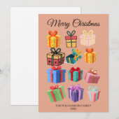 Minimale Kleurrijke Cadeaus Kerstkaart (Voorkant / Achterkant)