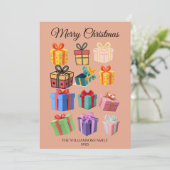 Minimale Kleurrijke Cadeaus Kerstkaart (Staand voorkant)