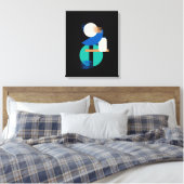 Minimale kleurrijke geometrische kunst op zwart Ca Canvas Afdruk (Insitu (Slaapkamer))