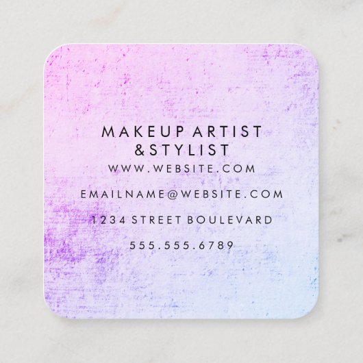 Minimale kleurrijke grunge vierkante visitekaartje (Achterkant)