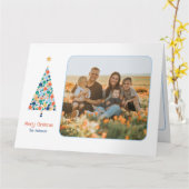 Minimale kleurrijke kerstboomkerstkaart kaart (Gele Bloem)