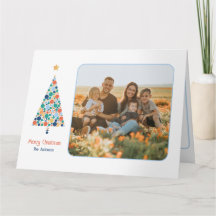 Minimale kleurrijke kerstboomkerstkaart