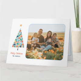 Minimale kleurrijke kerstboomkerstkaart kaart