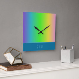 Minimale kleurrijke LGBTQ Gay Pride maand Vierkante Klok