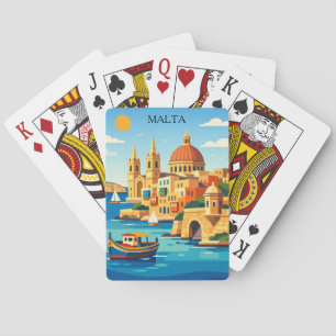 Minimale & Kleurrijke Malta Vintage Kunstprint Pokerkaarten