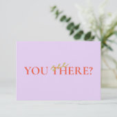 Minimale Kleurrijke Oranje Script Responskaart RSVP Kaartje (Staand voorkant)