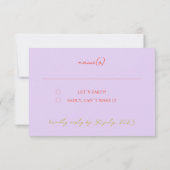 Minimale Kleurrijke Oranje Script Responskaart RSVP Kaartje (Achterkant)