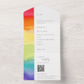 Minimale kleurrijke pride regenboogbruiloft QR-COD All In One Uitnodiging (Binnen)